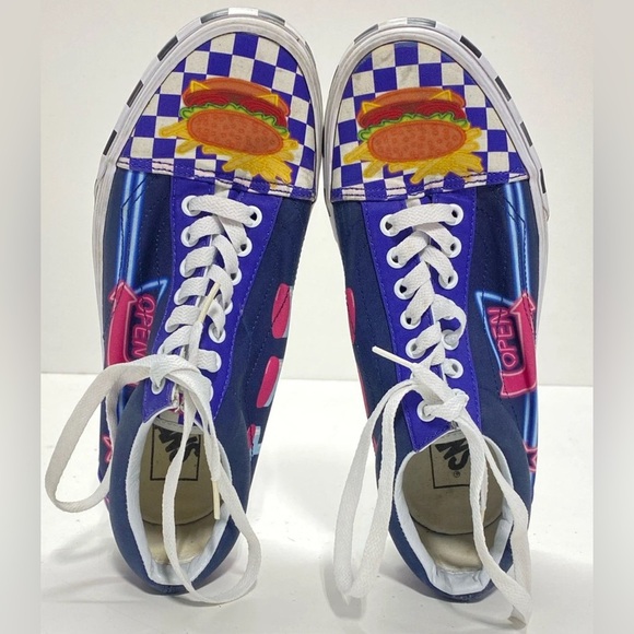 Vans Sneakers Custom Culture Diner Laces Men's 8 Women's 9.5 Hamburger Fries GUC - Picture 5 of 7